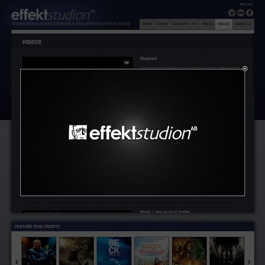 Great Graphics Reklambyrå Webbyrå - Referens Effektstudion - Hemsida - Webbutveckling