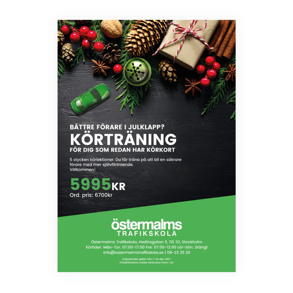 Great Graphics Reklambyrå - Webbyrå - Referens Östermalms Trafikskola - Poster - Affisch - Printproduktion