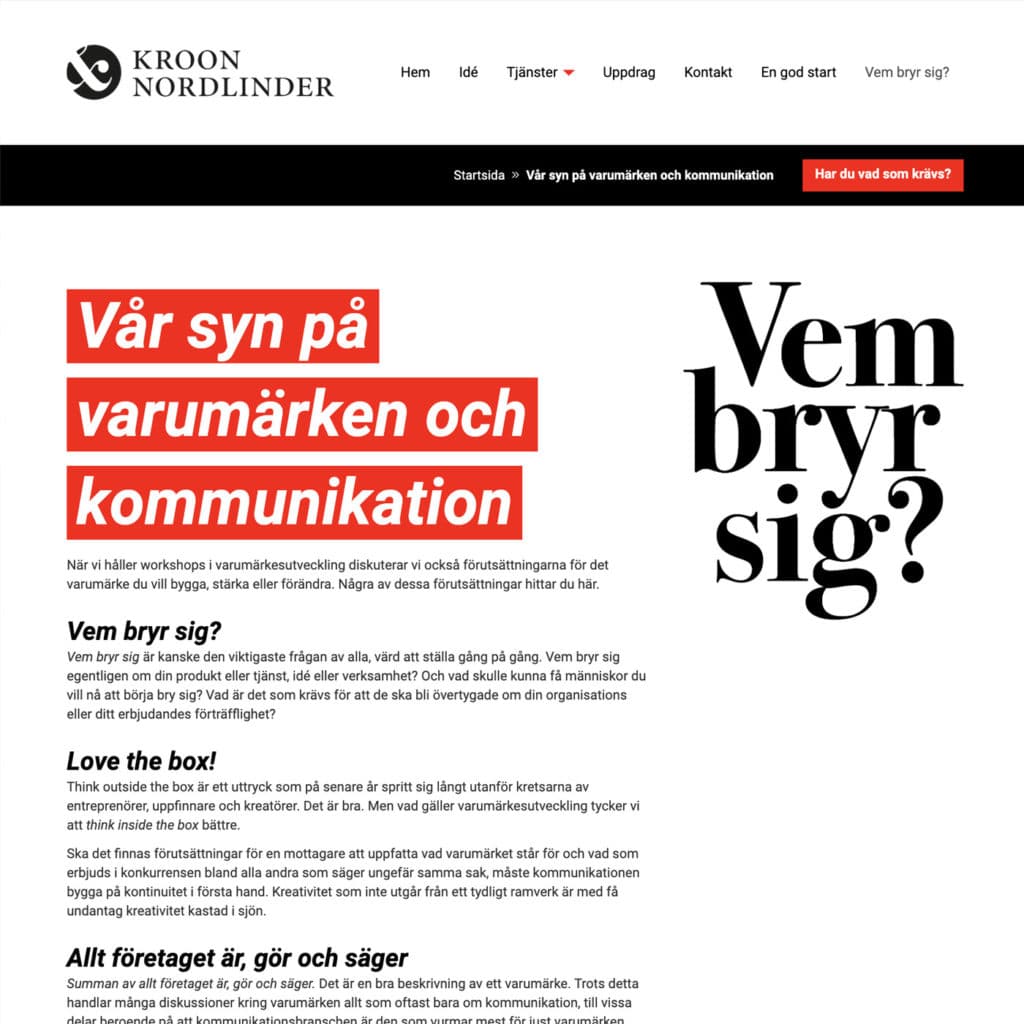 Great Graphics Reklambyrå Webbyrå - Referens Kroon & Nordlinder - Hemsida - Webbutveckling - Fotografering