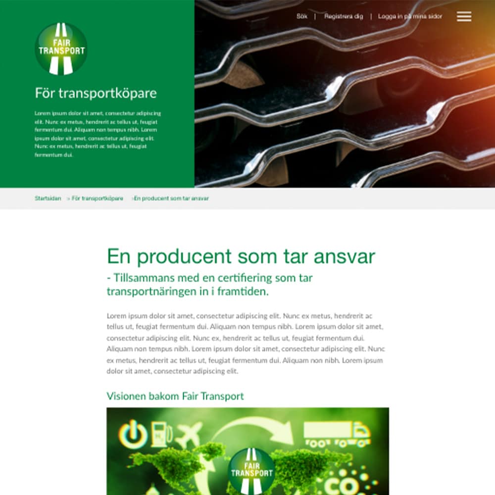 Great Graphics - Reklambyrå i Stockholm - Webbutveckling - UX/UI - Cases - Referenser - Fair Transport