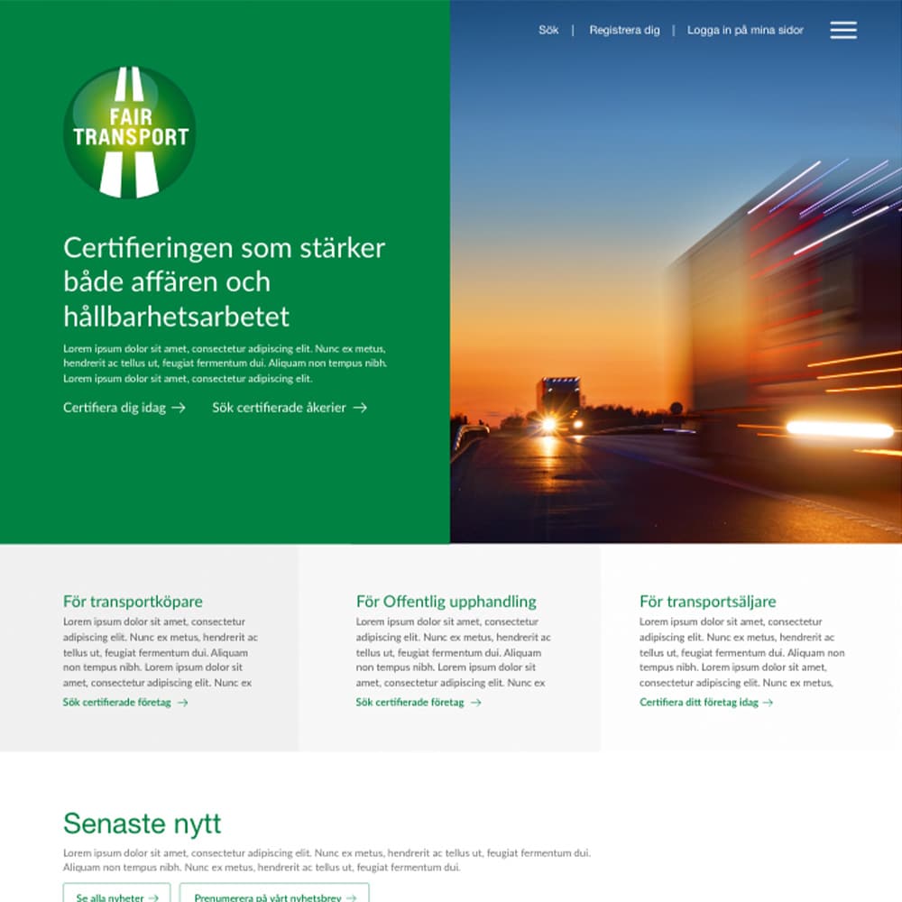 Great Graphics - Reklambyrå i Stockholm - Webbutveckling - UX/UI - Cases - Referenser - Fair Transport